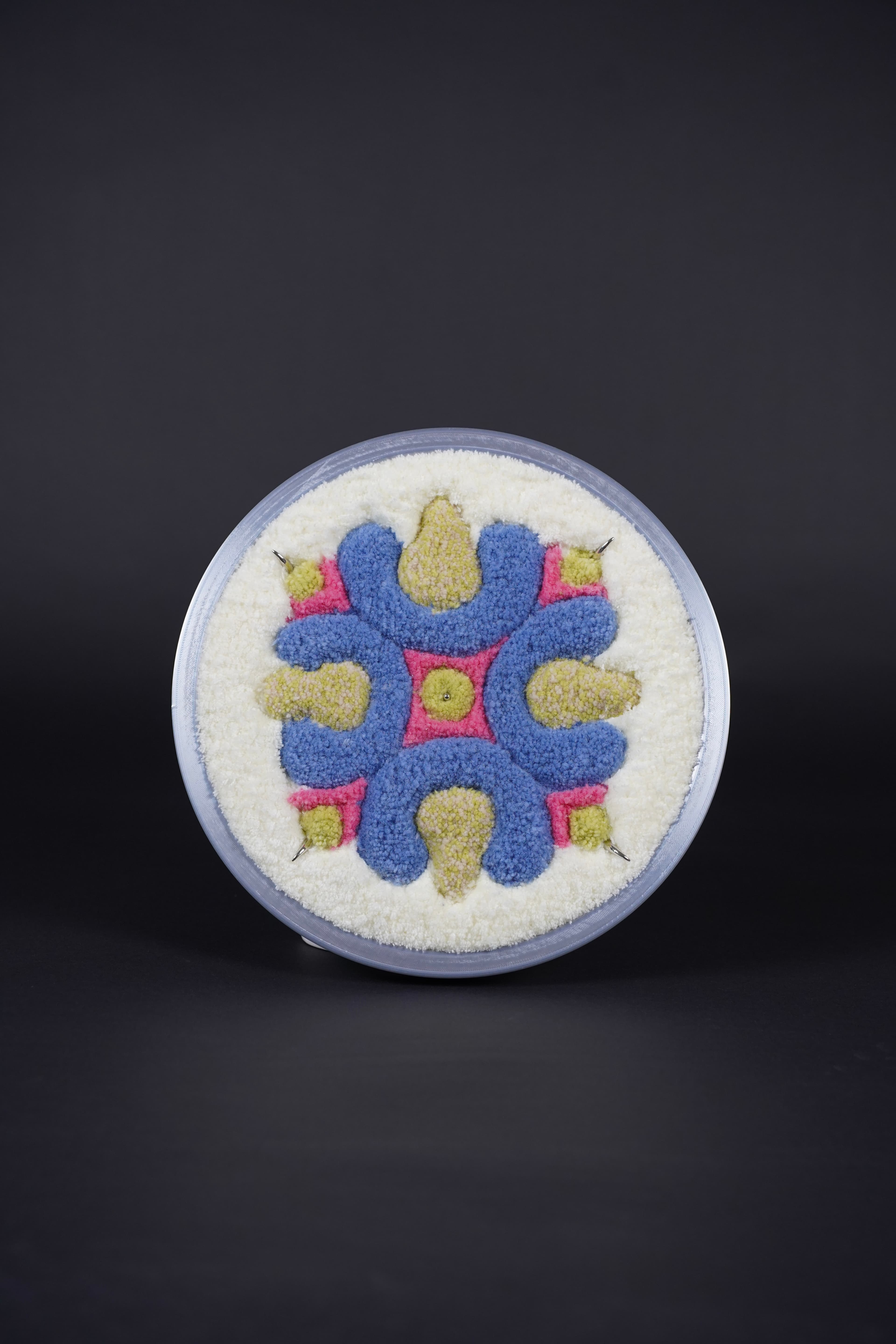 Finished framed workshop-format tufted artwork